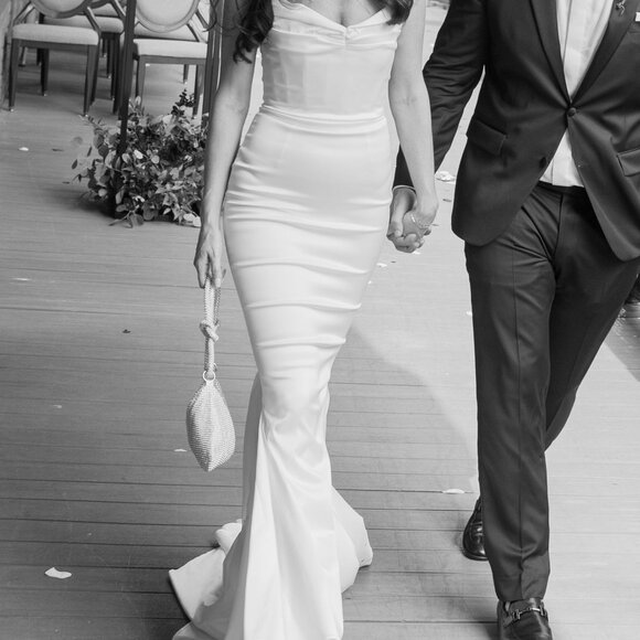 Delphine Strapless Mermaid Gown in White by Moda Glam - Picture 4 of 4